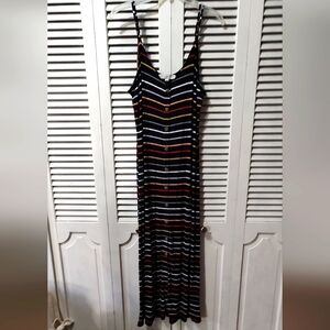 Loft brand sundress - navy with multi colored strips